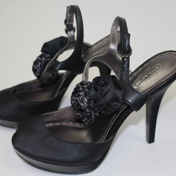 Coach Black Peep Toe Heels - Picture 4 of 6